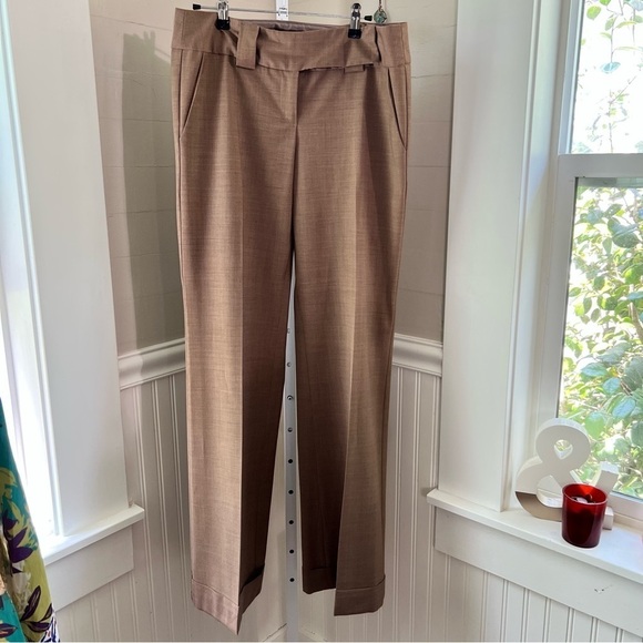 Nanette Lepore Pants Camel Tone Unlined Fine Wool Wide Leg w. Cuffs & Pockets - Picture 3 of 13